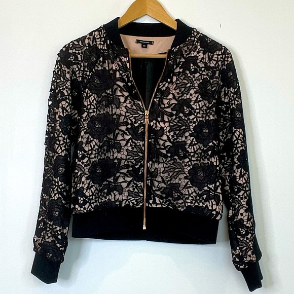 Stella & Dot Danielle Lace Bomber Jacket - Size XS - Picture 1 of 4